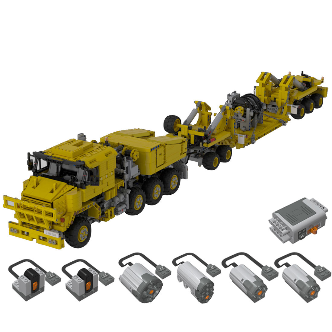DIY Technological Dynamic Heavy Equipment Transporter with Suspension Model(2730pcs)