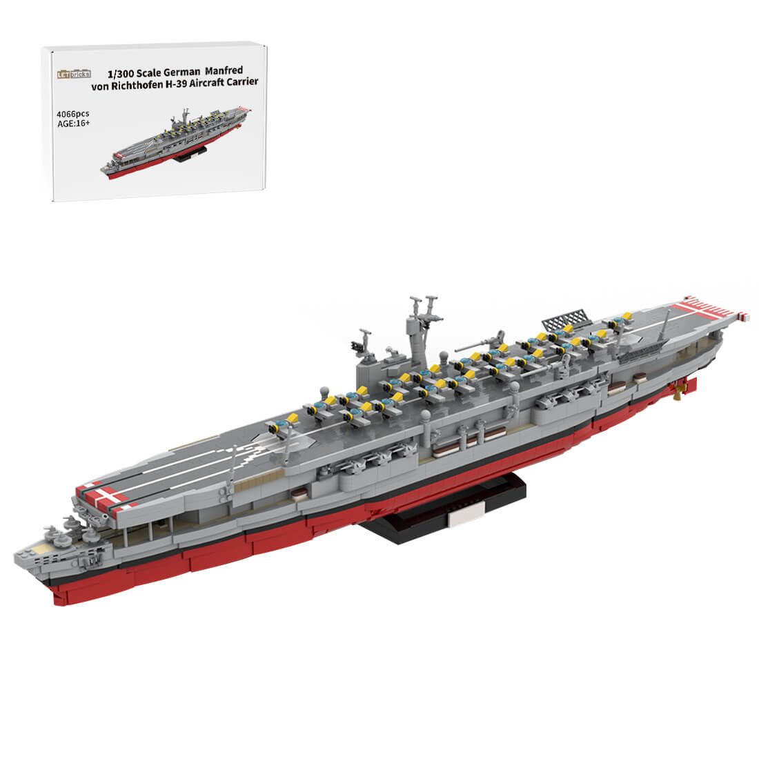 1/300 Scale MOC German X-Class Manfred von Richthofen H-39 Aircraft Carrier Building Blocks (4066PCS)by count_of_brick