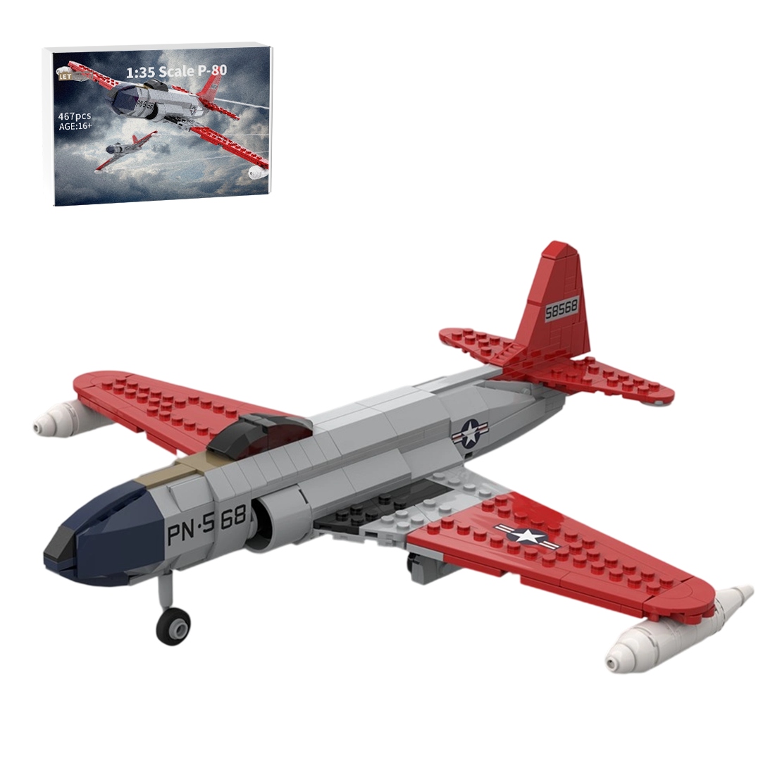 MOC-214330 1/35 Scale P-80 Shooting fighter Building Blocks (467PCS)by Handsolo