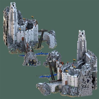 MOC-234842 & MOC-228790 & MOC-234276 Medieval Sci-Fi Film Fortress Valley Scene Helms Deep Building Blocks by Sebastian Brueckner