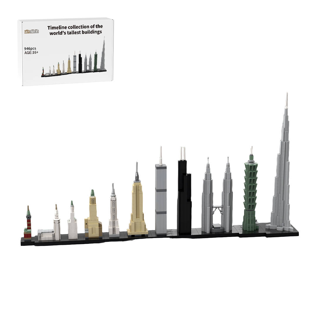 MOC-238711 1/2500 Scale Tallest Buildings in History Building Blocks Set Collection (1332PCS) by SPBrix