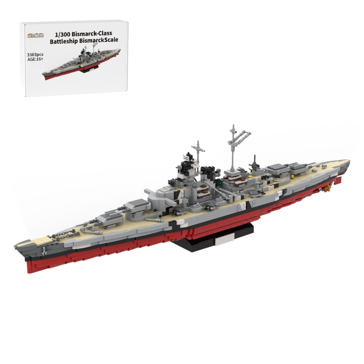 1/300 Scale WW2 German Battleship Building Blocks Set by